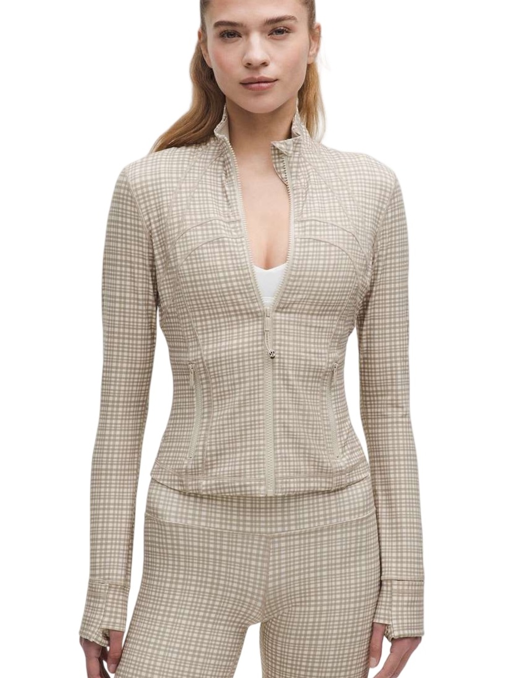 lululemon athletica Defined Cropped Jacket *Nulu in glow grid light ivory multi